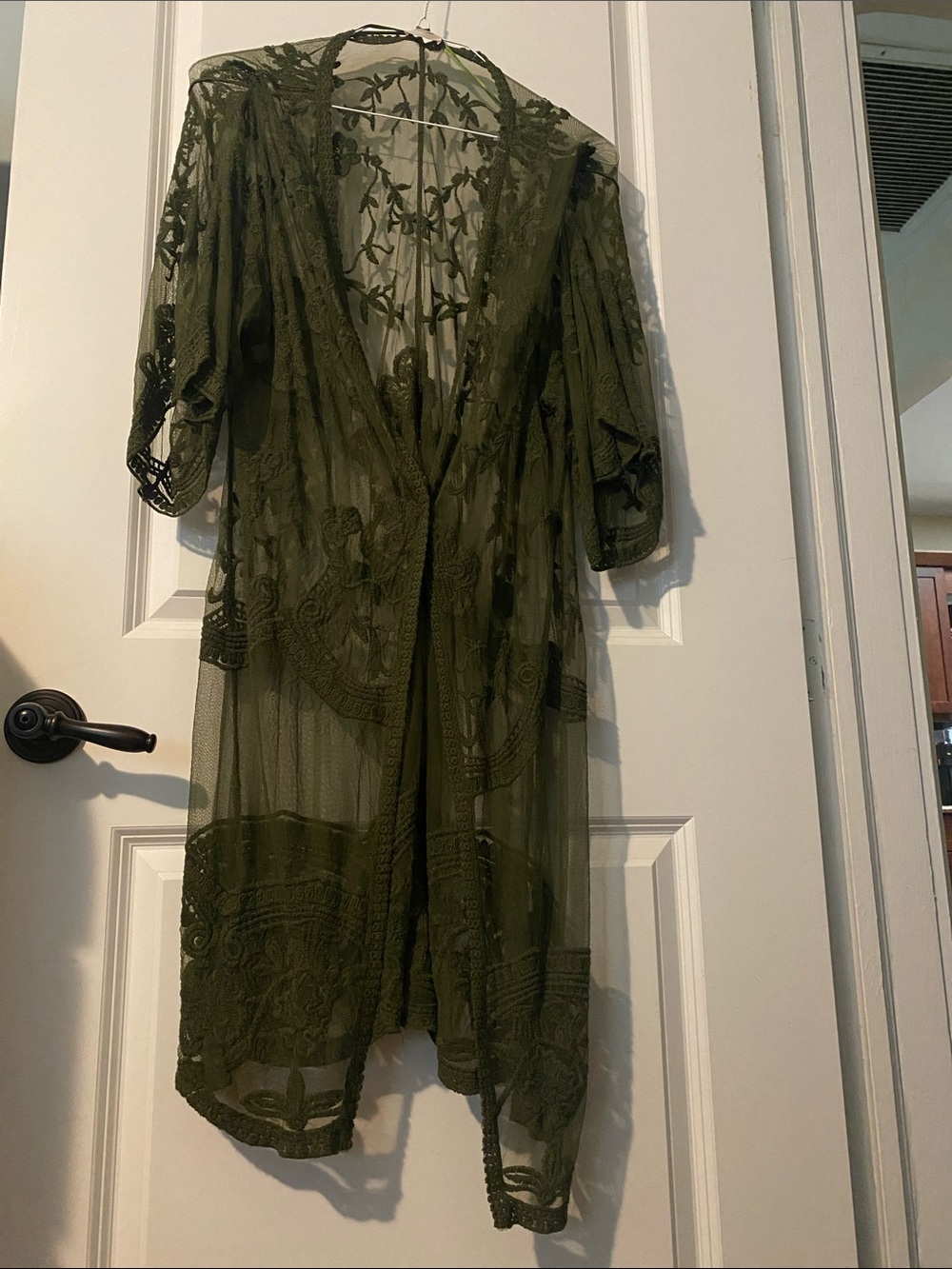 Olive Green Lace Tunic Cover-Up